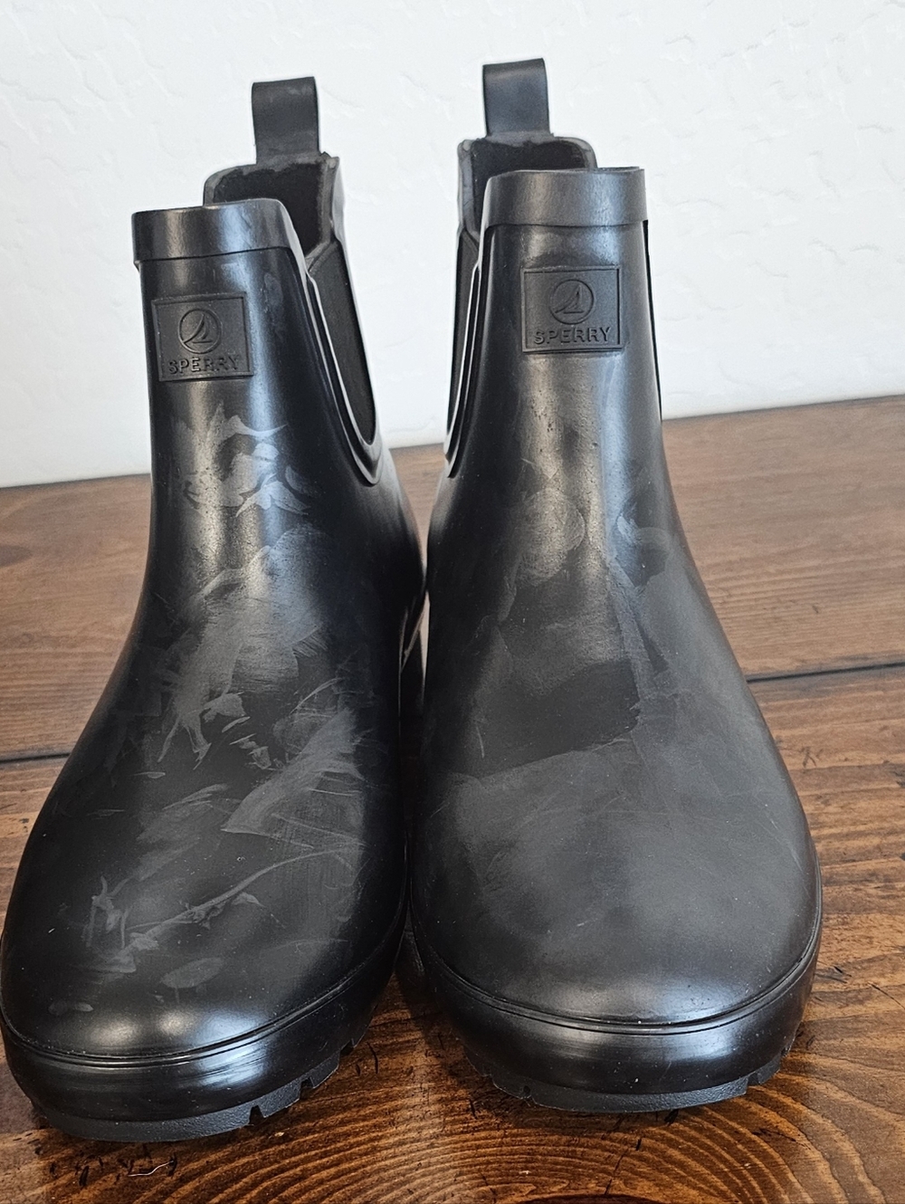 Sperry Black Chelsea Distressed Rain Boots Waterproof/Stylish Women's Sz 10 NWT - Picture 3 of 10
